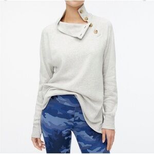 J Crew Factory Wide button-collar tunic sweatshirt in cloudspun fleece M